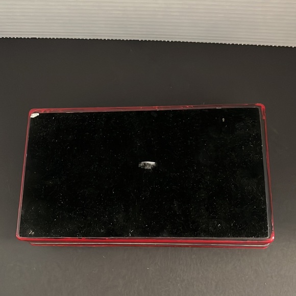 Vintage Wood Trinket, Jewelry Box w/Roses Hinged Lid Mahogany w/Green Lining - Picture 4 of 9